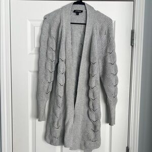 Express Gray Open-Front Cardigan Sweater